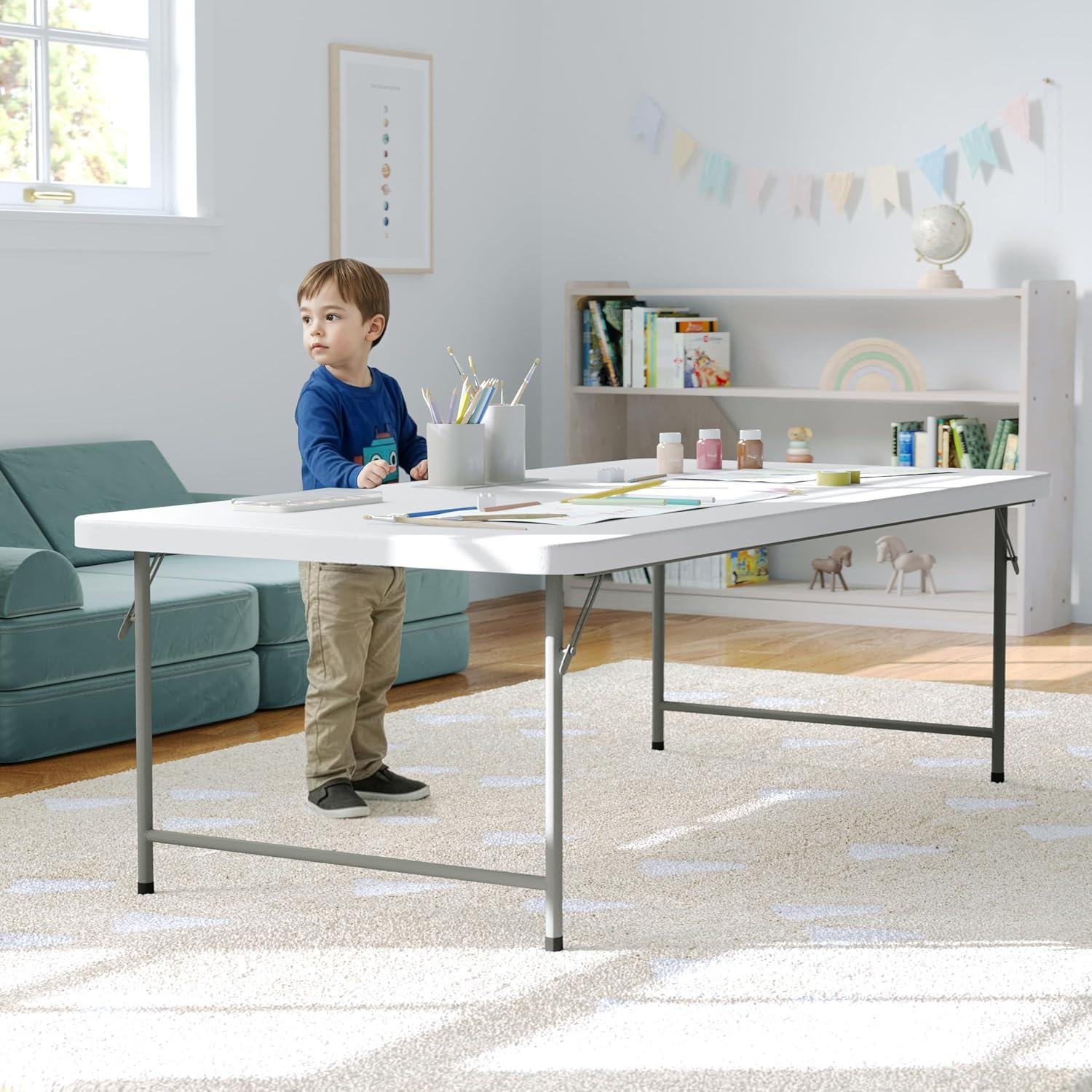 White Rectangle Kids Table thumbnail 2