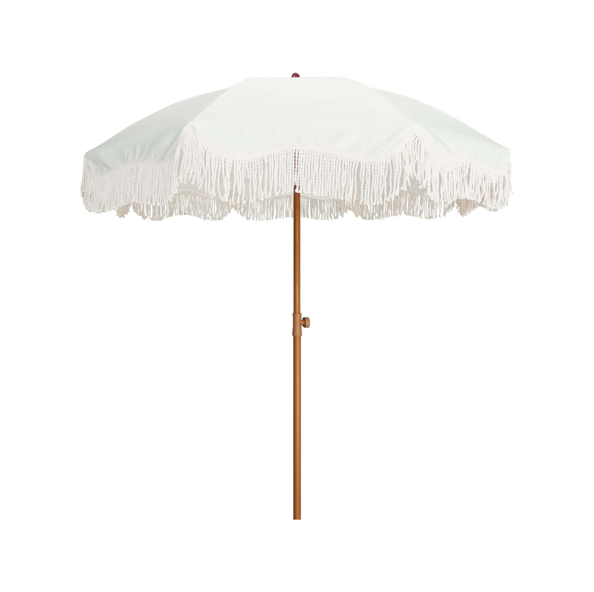 White Fringe Patio Umbrella