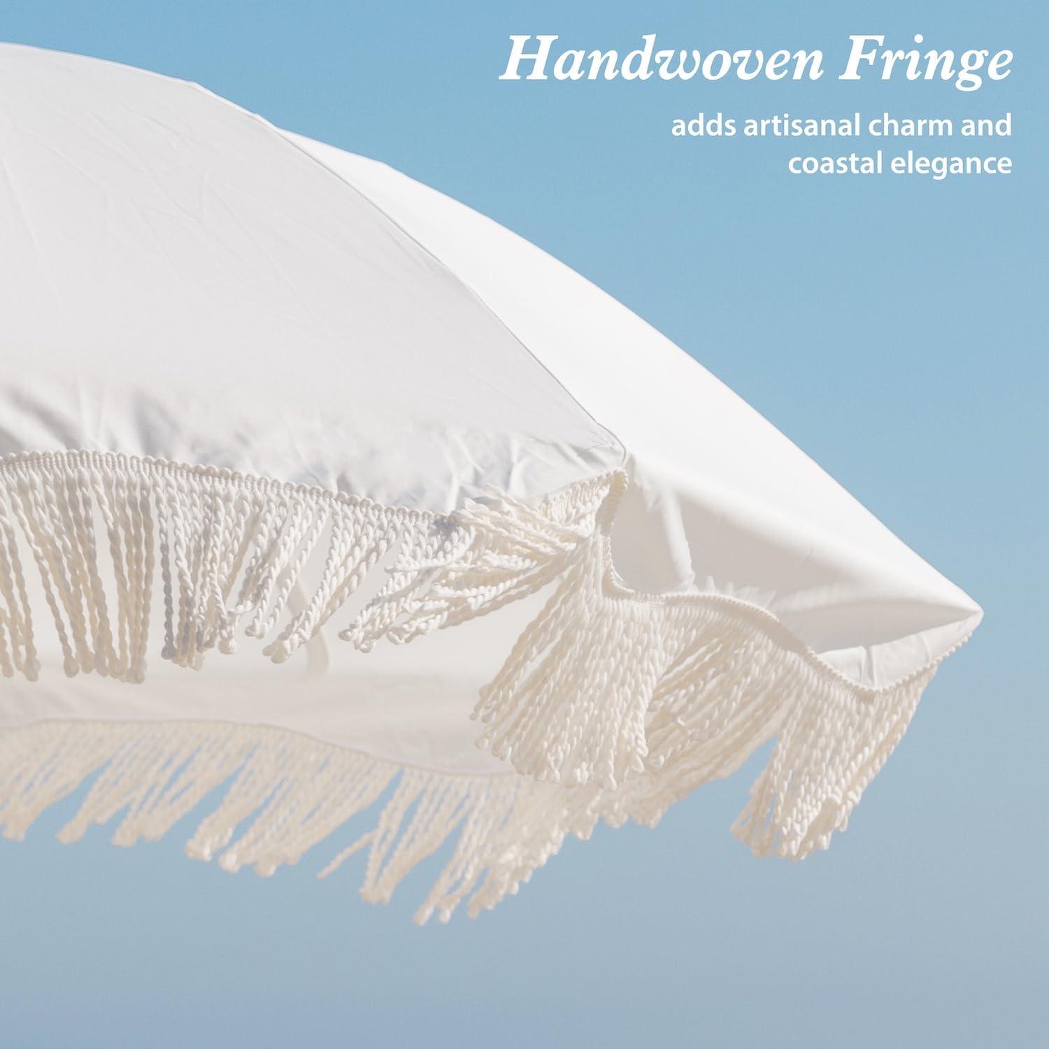 White Fringe Patio Umbrella thumbnail 3